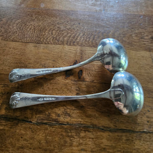 Pair of Regency English Sterling Silver Ladles Shell Detail by William Chawner II Antique Georgian 1813