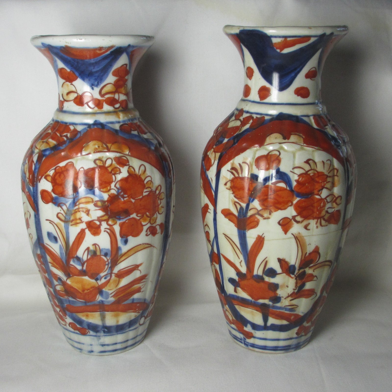 Pair of Japanese Imari Vases Antique c1890