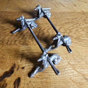 Greyhound Dog & Riding Whip Silver Plate Pair of Knife Rests Antique Victorian
