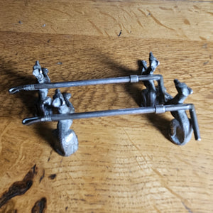 Greyhound Dog & Riding Whip Silver Plate Pair of Knife Rests Antique Victorian