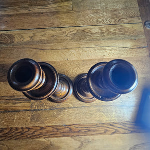Pair of Oak Candlesticks Antique Victorian c1890