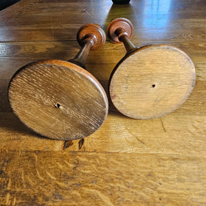 Pair of Oak Candlesticks Antique Victorian c1890