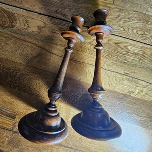 Pair of Oak Candlesticks Antique Victorian c1890
