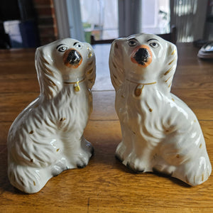 Pair of Staffordshire Pottery Dogs Antique Victorian c1860