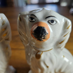 Pair of Staffordshire Pottery Dogs Antique Victorian c1860