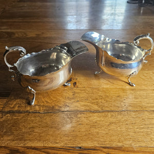 Chester Hallmark English Sterling Silver Pair of Serving Sauce Boats Dishes by Henry Matthews Antique Victorian