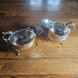 Chester Hallmark English Sterling Silver Pair of Serving Sauce Boats Dishes by Henry Matthews Antique Victorian