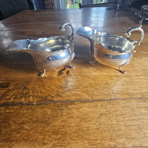 Chester Hallmark English Sterling Silver Pair of Serving Sauce Boats Dishes by Henry Matthews Antique Victorian