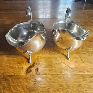 Chester Hallmark English Sterling Silver Pair of Serving Sauce Boats Dishes by Henry Matthews Antique Victorian