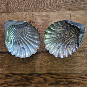 Pair of Sea Shell English Sterling Silver Tableware Butter Dishes by Henry Atkin Antique Victorian