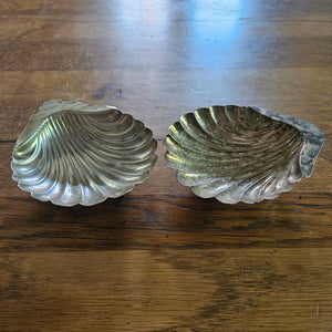 Pair of Sea Shell English Sterling Silver Tableware Butter Dishes by Henry Atkin Antique Victorian