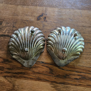 Pair of Sea Shell English Sterling Silver Tableware Butter Dishes by Henry Atkin Antique Victorian