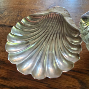 Pair of Sea Shell English Sterling Silver Tableware Butter Dishes by Henry Atkin Antique Victorian