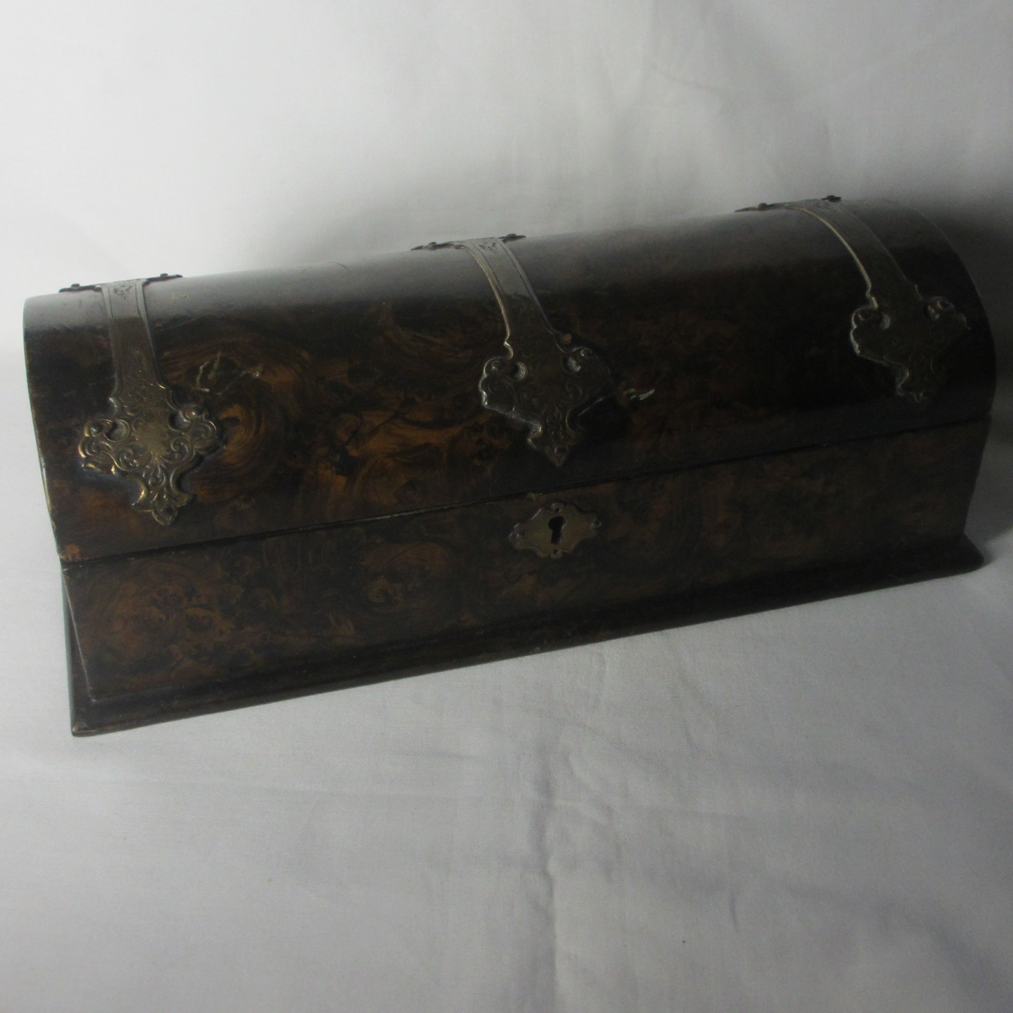 Papiermache Faux Walnut Glove Box Antique Victorian c1860