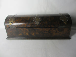 Papiermache Faux Walnut Glove Box Antique Victorian c1860