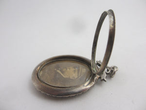 Double Locket Paste in Sterling Silver 9k Gold Rim Pendant Antique Victorian c1890