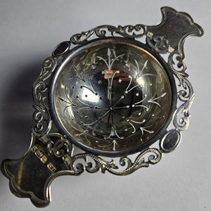 Personal Tea Cup Strainer in Sterling Silver by Allen & Darwin Antique Edwardian 1902