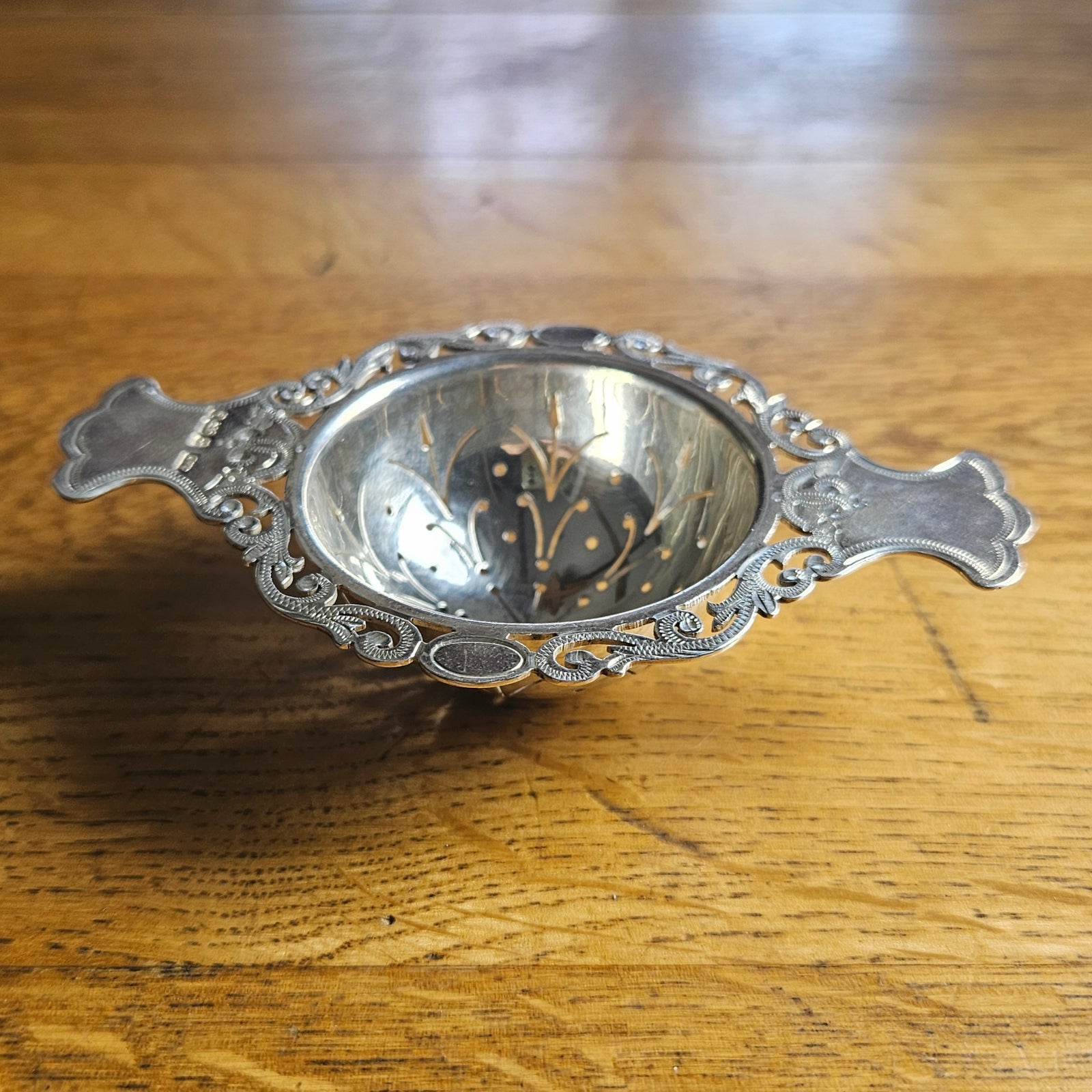 Personal Tea Cup Strainer in Sterling Silver by Allen & Darwin Antique Edwardian 1902