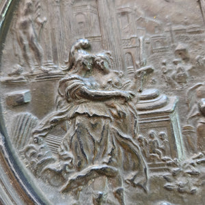Classical Scene to this Pewter Wall Plate Antique Victorian c1880