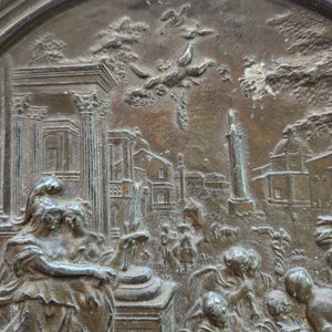 Classical Scene to this Pewter Wall Plate Antique Victorian c1880