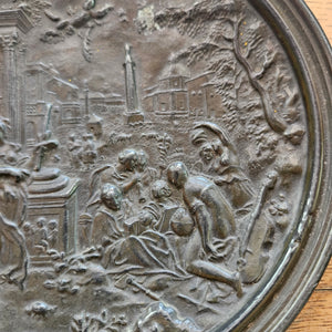 Classical Scene to this Pewter Wall Plate Antique Victorian c1880