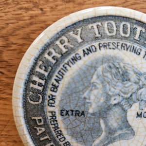 Pottery Pot Lid Cherry Toothpaste Antique Victorian c1890