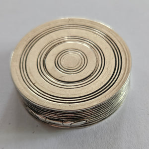 Rare Circular Draught Piece Georgian 1814 Sterling Silver Vinaigrette Box by Matthew Linwood Antique