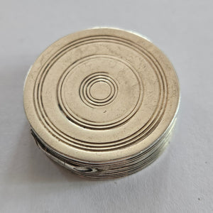 Rare Circular Draught Piece Georgian 1814 Sterling Silver Vinaigrette Box by Matthew Linwood Antique
