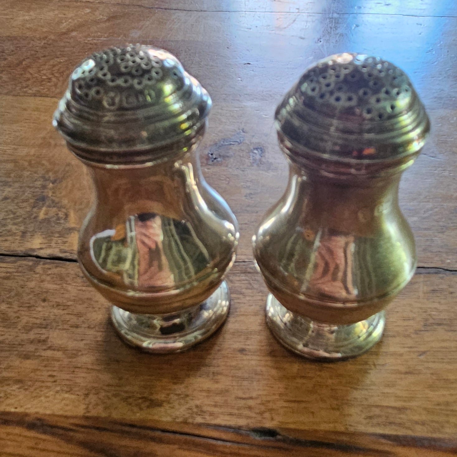 Pair of Salt and Pepper Posts by Charles Stuart Harris Regency English Britannia Silver Antique Georgian