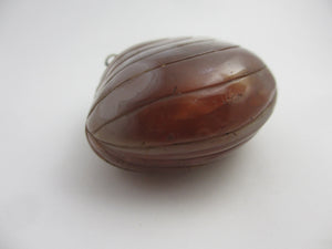 Huge Chinese Banded Agate Scallop Shell Pendant Antique c1840