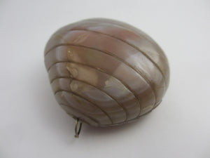 Huge Chinese Banded Agate Scallop Shell Pendant Antique c1840