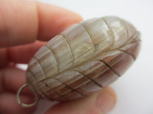 Huge Chinese Banded Agate Scallop Shell Pendant Antique c1840