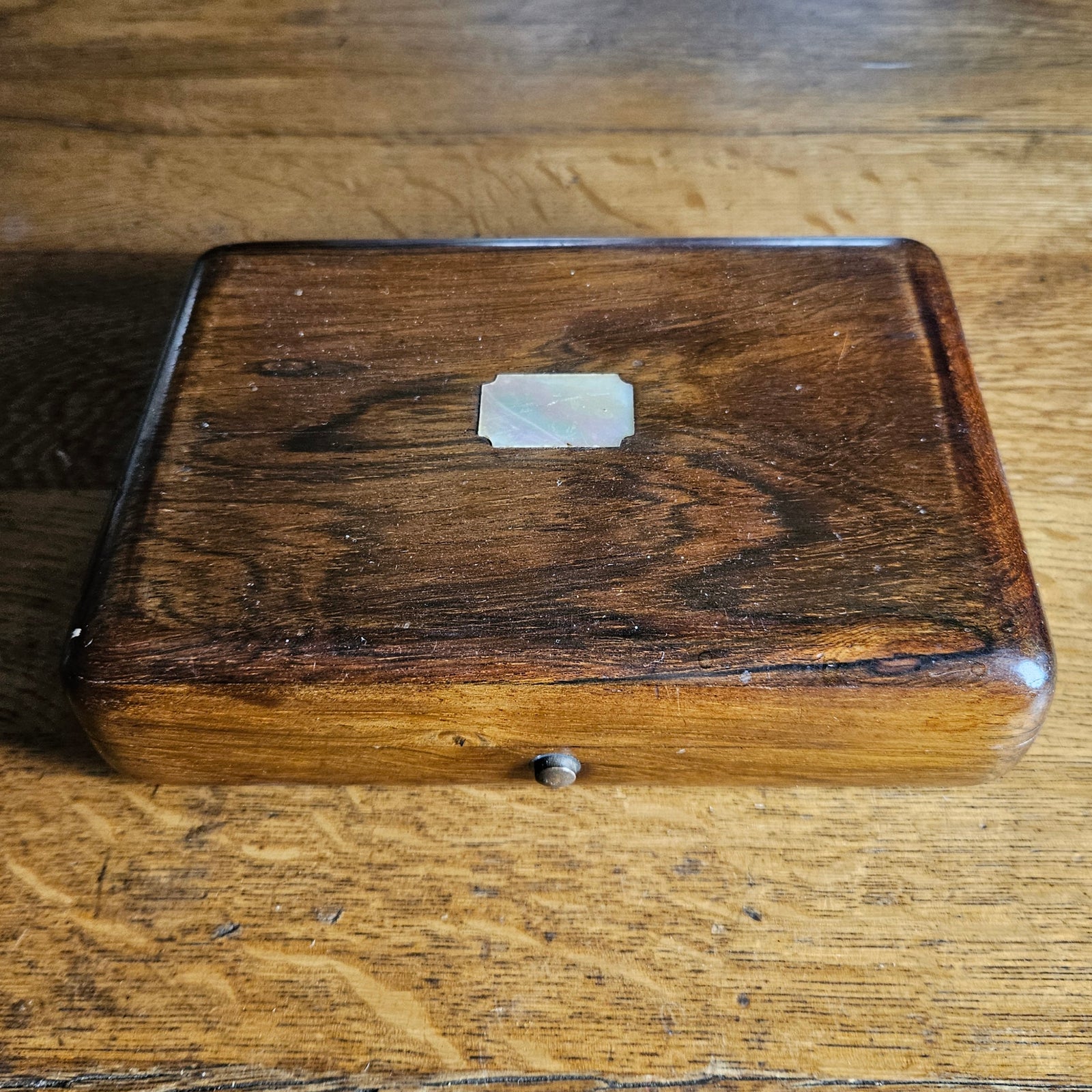 Scientific or Mathematics Instrument Rosewood Box with Mother of Pearl Label Antique Victorian c1890