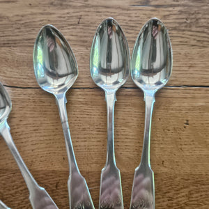 Set of 6 Shell Detailing Scottish Sterling Silver Tea Spoons Cutlery by Forrests Antique Victorian 1898