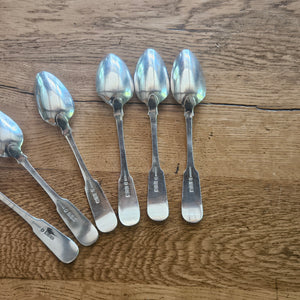 Set of 6 Shell Detailing Scottish Sterling Silver Tea Spoons Cutlery by Forrests Antique Victorian 1898