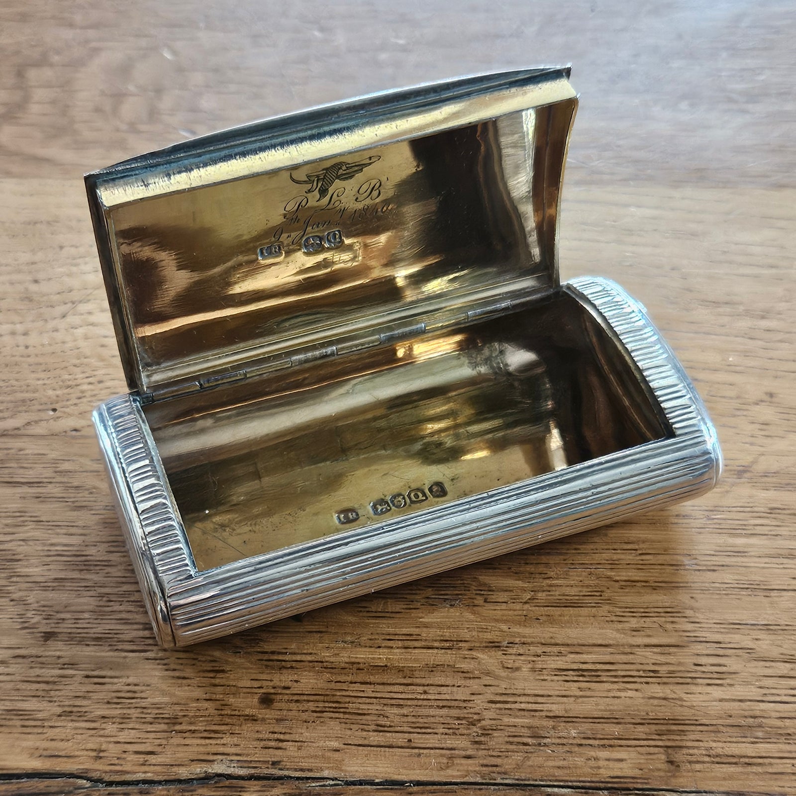 English Sterling Silver Snuff Box by John Reilly Antique Georgian 1811
