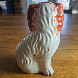 Staffordshire Iron Red Cavalier King Charles Spaniel Pottery Dog Curly Coat Antique Victorian c1860