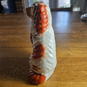 Staffordshire Iron Red Cavalier King Charles Spaniel Pottery Dog Curly Coat Antique Victorian c1860