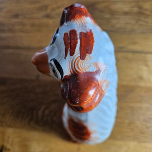 Staffordshire Iron Red Cavalier King Charles Spaniel Pottery Dog Curly Coat Antique Victorian c1860