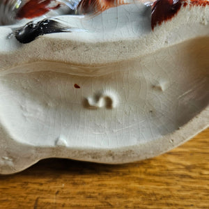 Staffordshire Iron Red Cavalier King Charles Spaniel Pottery Dog Curly Coat Antique Victorian c1860