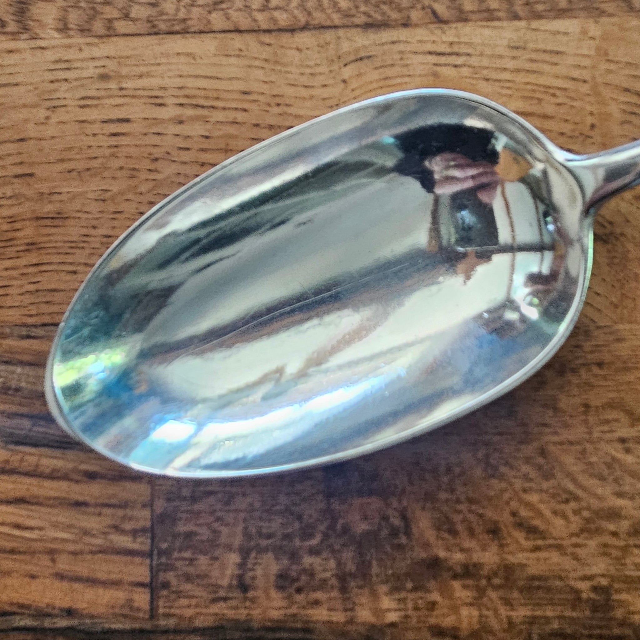 Heraldic Stag Crest to Handle English Sterling Silver Stuffing Spoon by Chawner & Co Antique Victorian