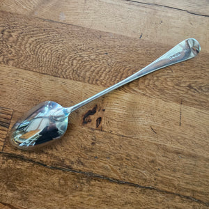 Heraldic Stag Crest to Handle English Sterling Silver Stuffing Spoon by Chawner & Co Antique Victorian