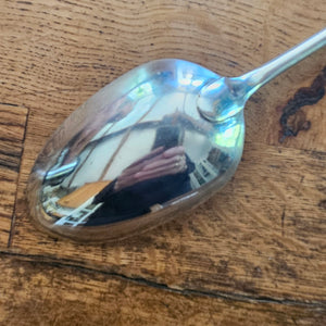 Heraldic Stag Crest to Handle English Sterling Silver Stuffing Spoon by Chawner & Co Antique Victorian