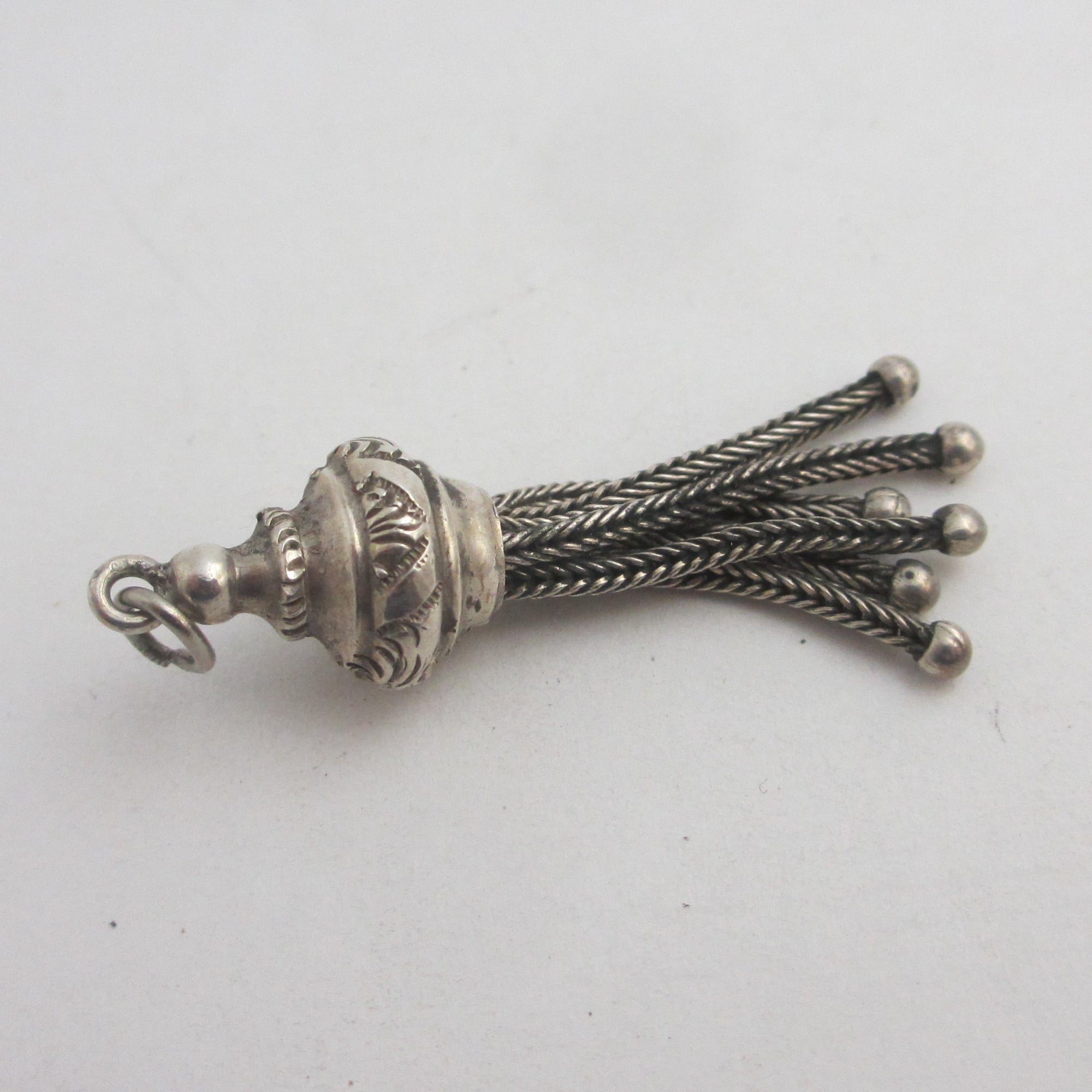 Albertina Tassel Charm Pendant Sterling Silver Antique Victorian c1860