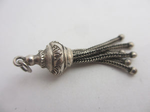 Albertina Tassel Charm Pendant Sterling Silver Antique Victorian c1860