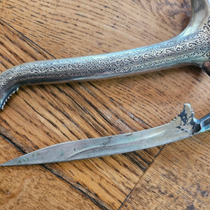 Indian Sterling Silver Dagger and Case Antique Victorian c1890