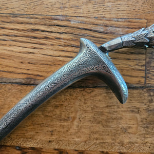 Indian Sterling Silver Dagger and Case Antique Victorian c1890