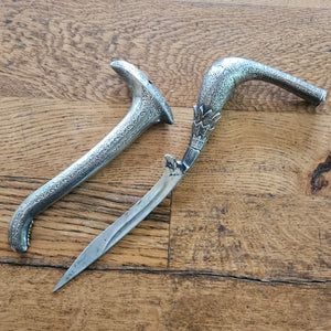 Indian Sterling Silver Dagger and Case Antique Victorian c1890