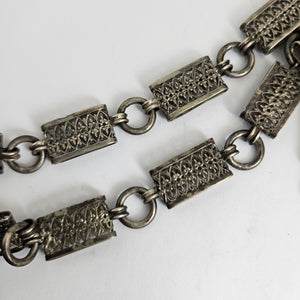 Monogram Double Locket Pendant Book Chain Necklace in Sterling Silver Antique Victorian