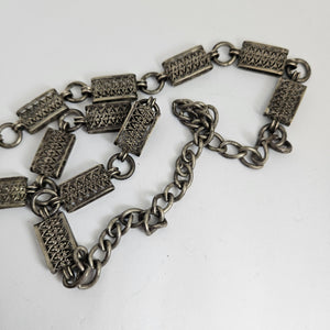 Monogram Double Locket Pendant Book Chain Necklace in Sterling Silver Antique Victorian